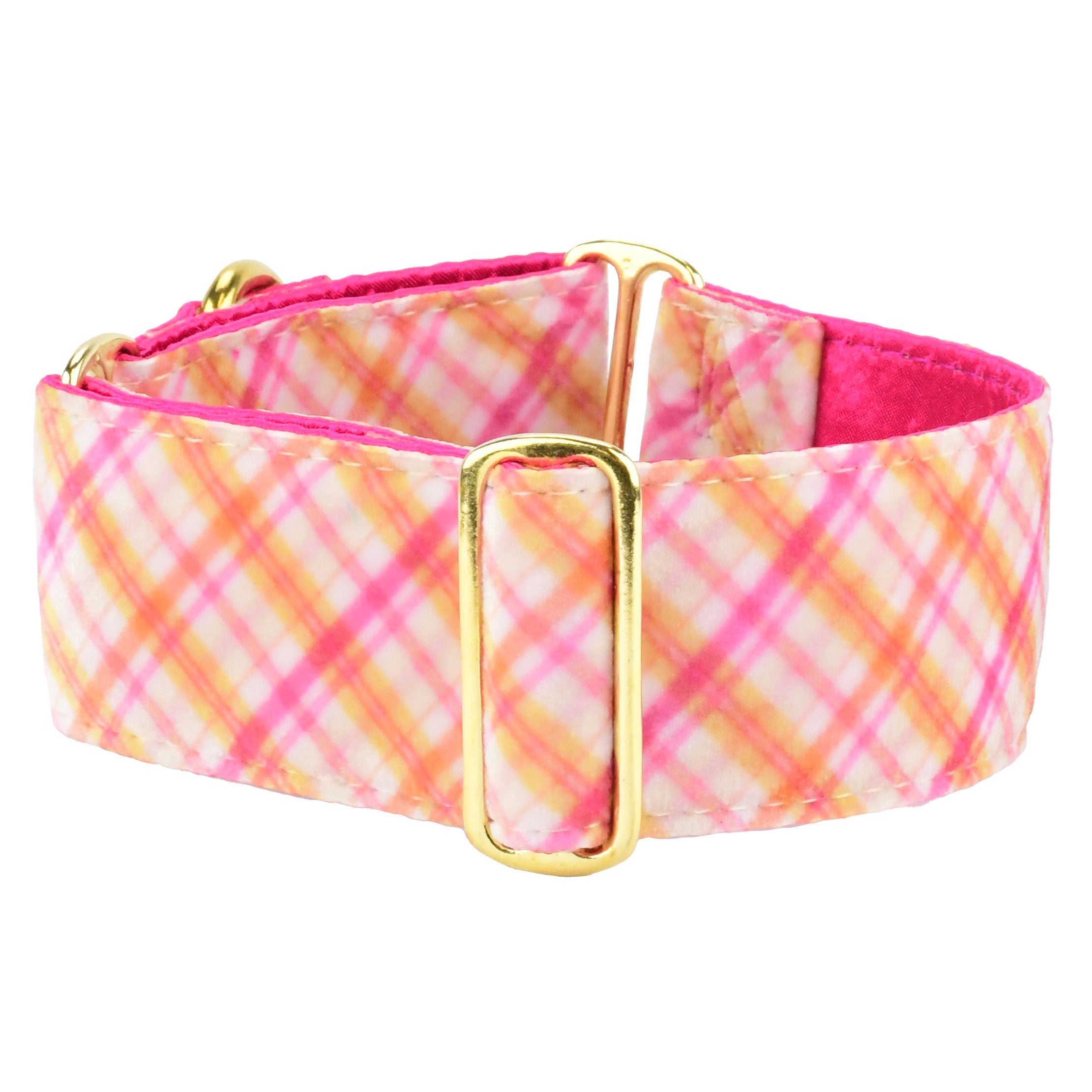 Martingale Collar (Pink Plaid, 2" Thick)